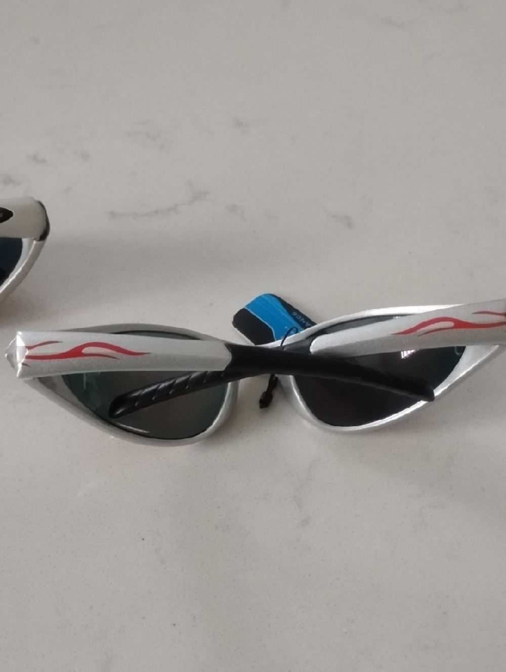 2 Pair Silver Frame Sunglasses with Orange-Red Mirror Lenses - Picture 3 of 13